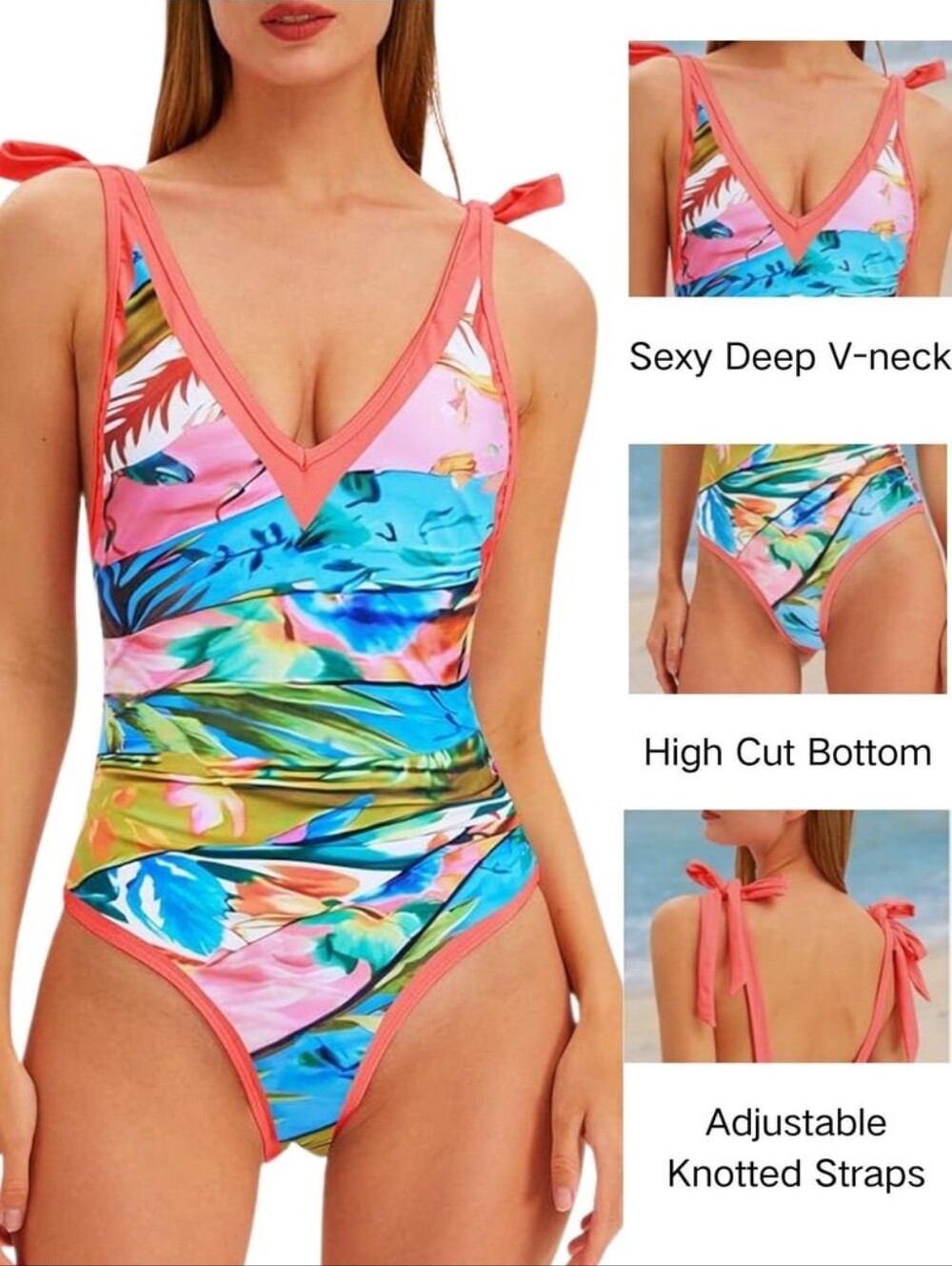 Amazon Women's Tropical Print One Piece Swimsuit With Tummy Control